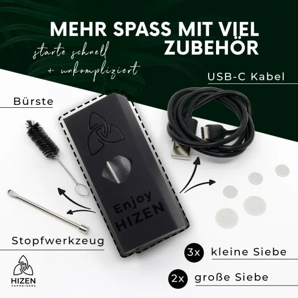 Hizen Stilus pro Schwarz Datenblatt Lieferumfang